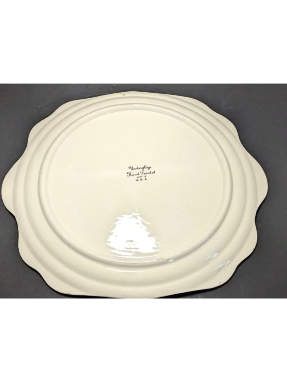 Vtg. Blue Ridge Southern Pottery Hand-Painted Floral Serving Platter Scalloped